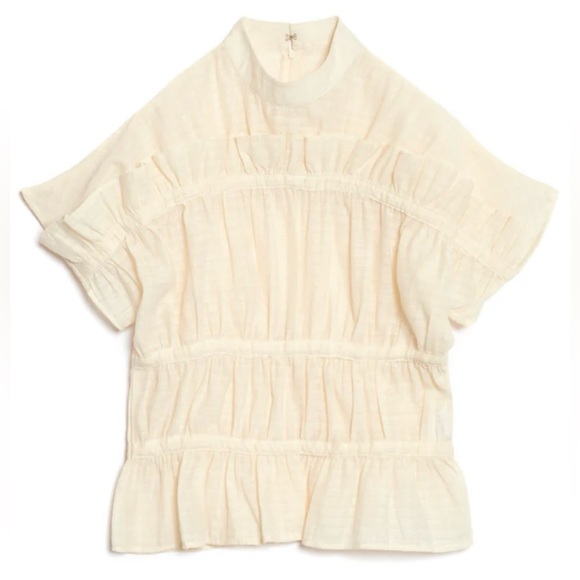 Ghospell Yasmin Ruched top - size medium+ in cream - Picture 8 of 11